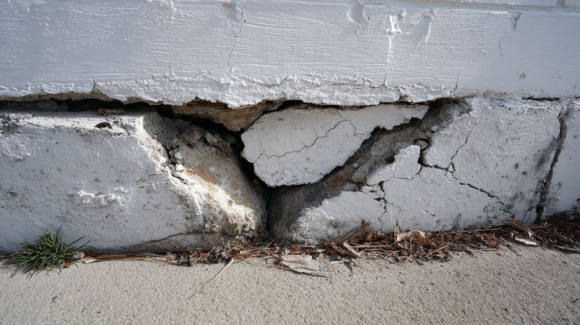 Mur en béton fissuré.