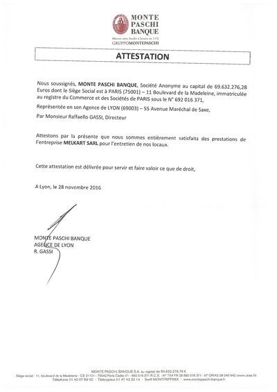 Attestation Monte Paschi
