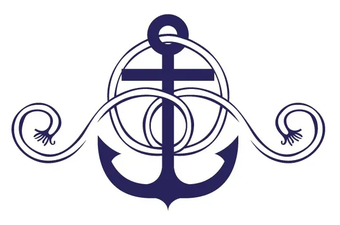 Logotipo de ancla azul oscuro con la palabra “Restaurante” debajo.