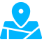 Un mapa azul con un alfiler en él.
