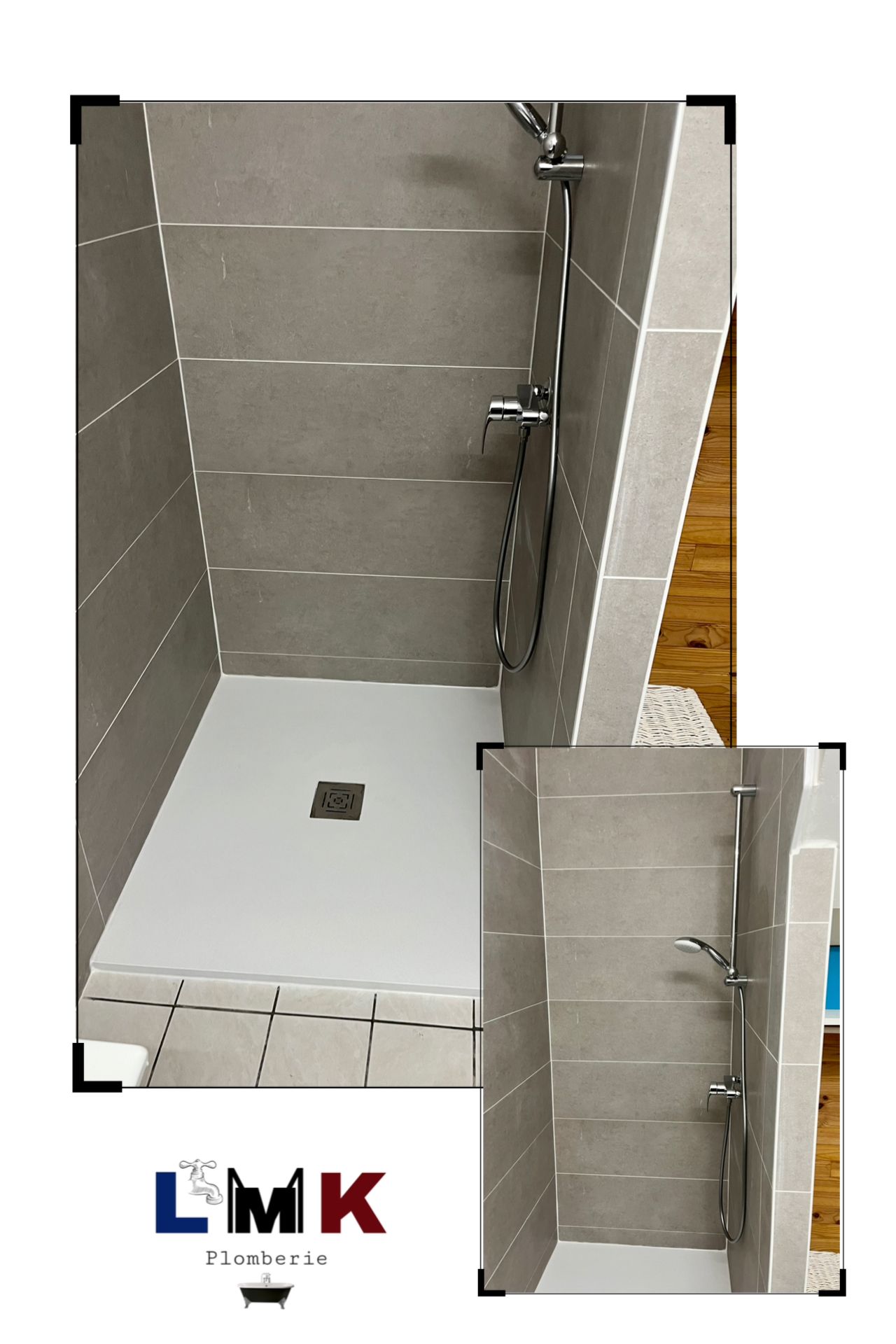 Carrelage gris dans une douche 