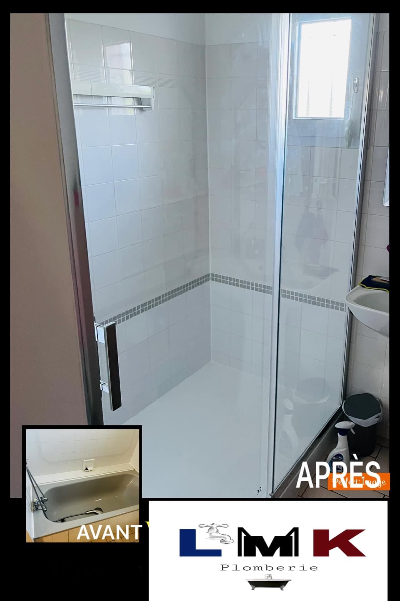 Une douche et un lavabo 