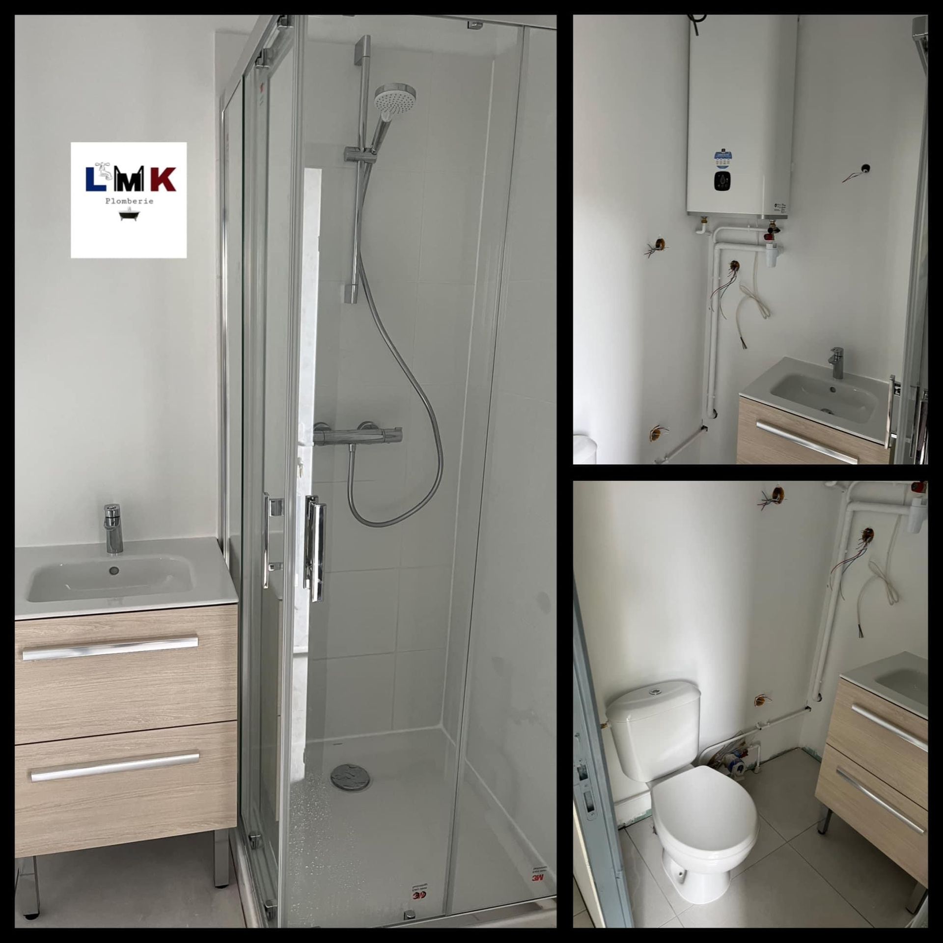 Douche et évier dans une salle de bains