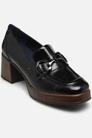 Moccassin cuir noir talon