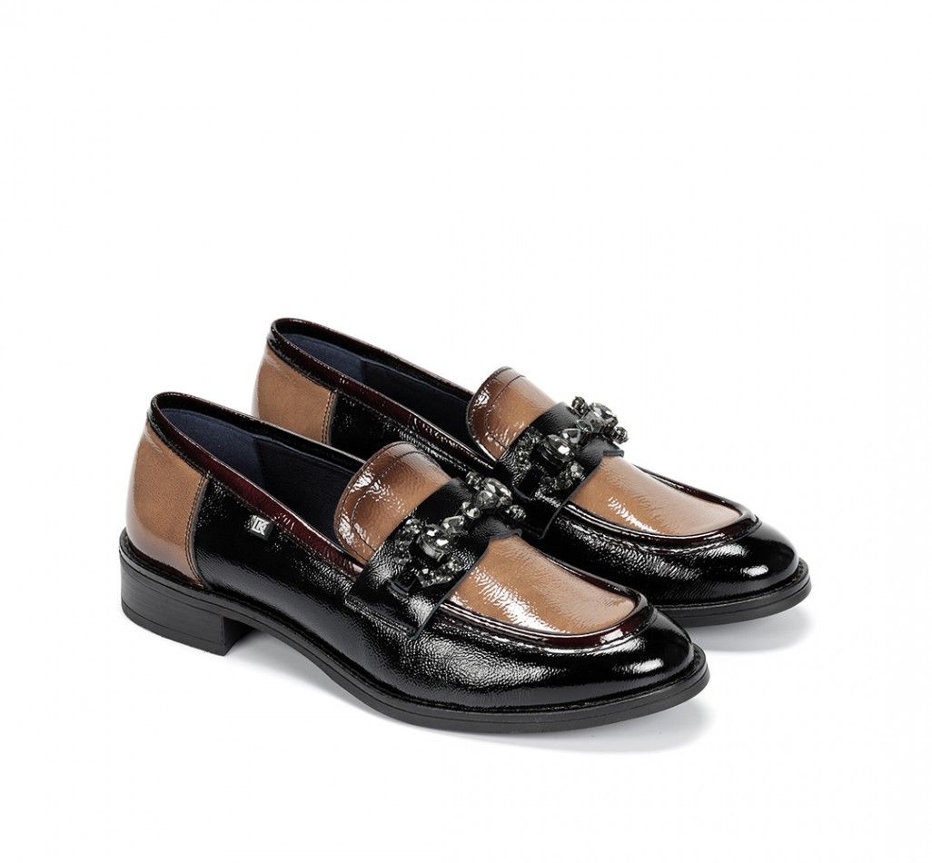 Mocassin noir et beige