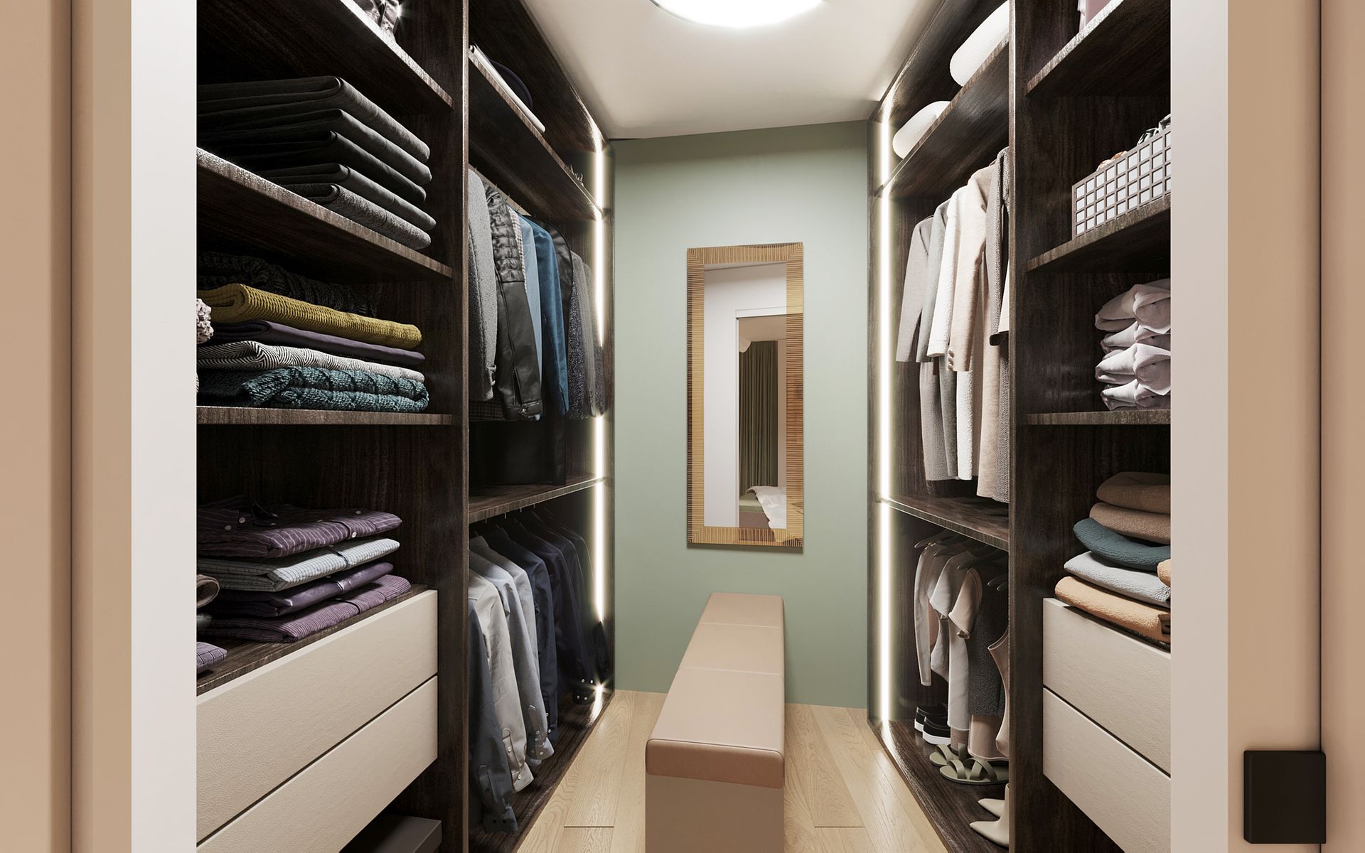 Dressing moderne avec des rangements symétriques