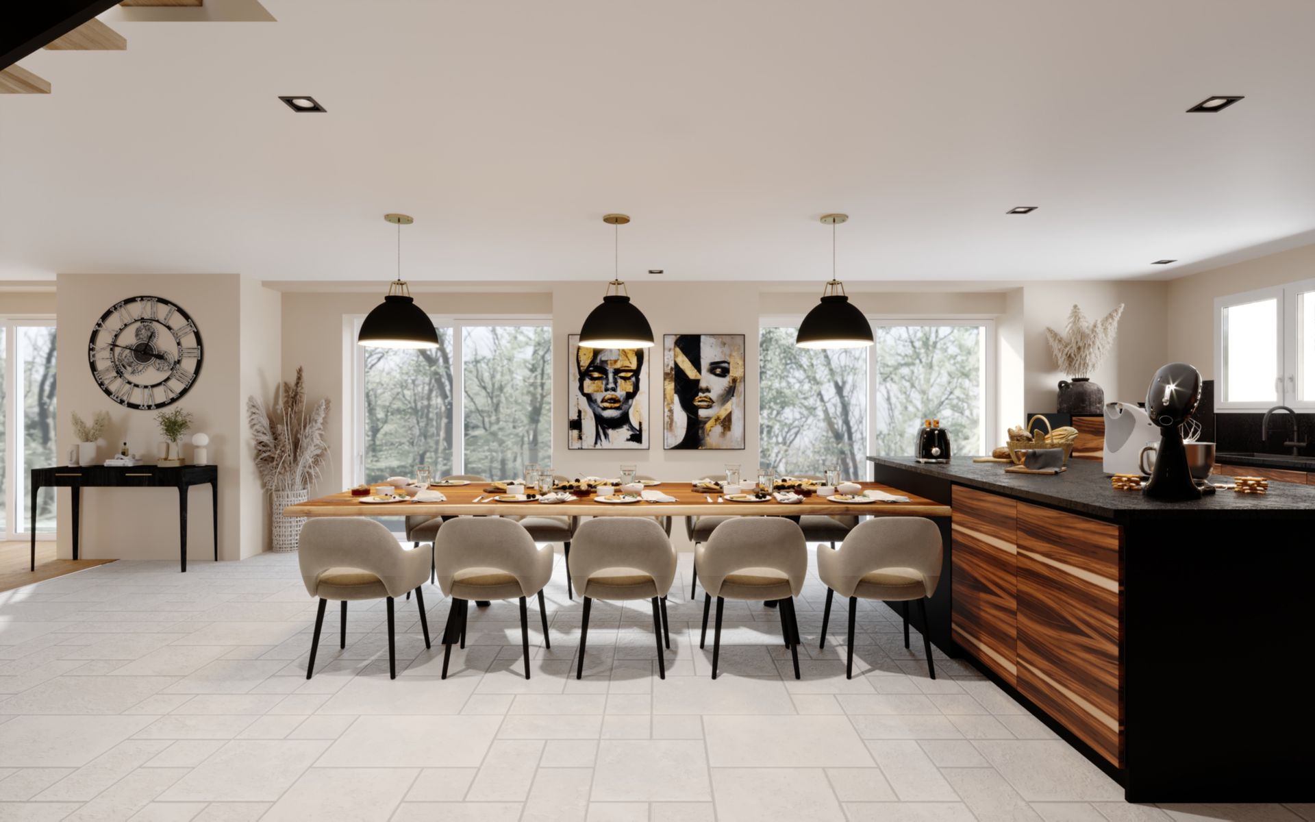 Salle à manger design avec grande table ovale