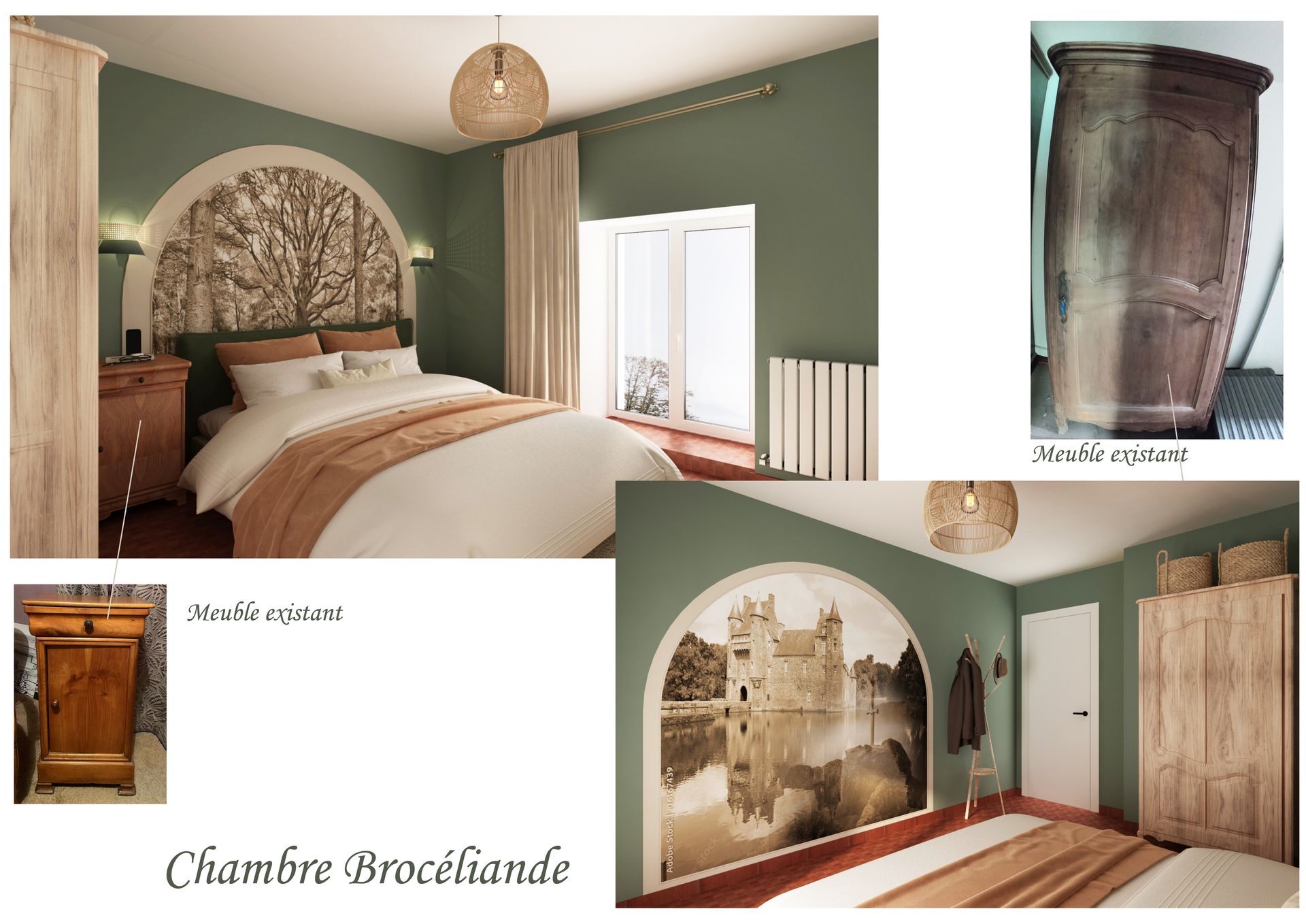 Grande chambre spacieuse avec un lit double