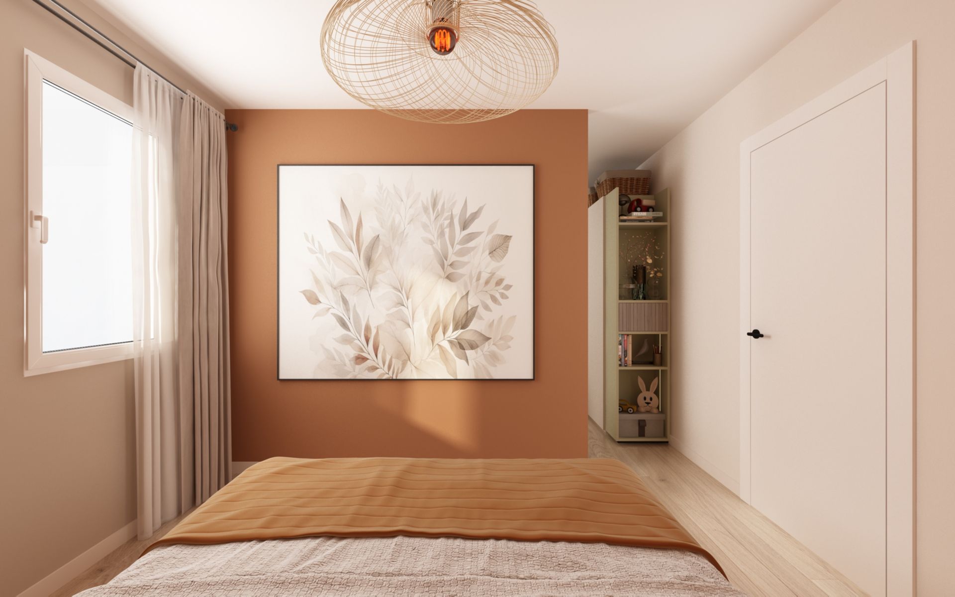 Une chambre spacieuse avec un grand lit