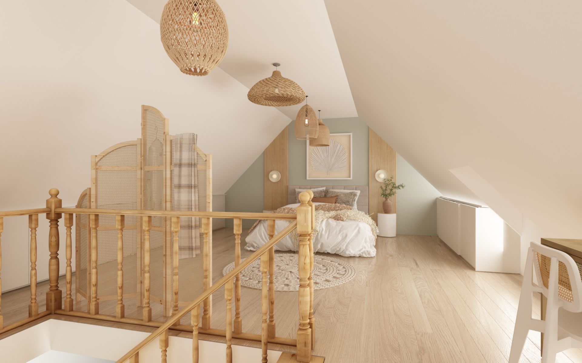 Chambre sous les combles dégagée