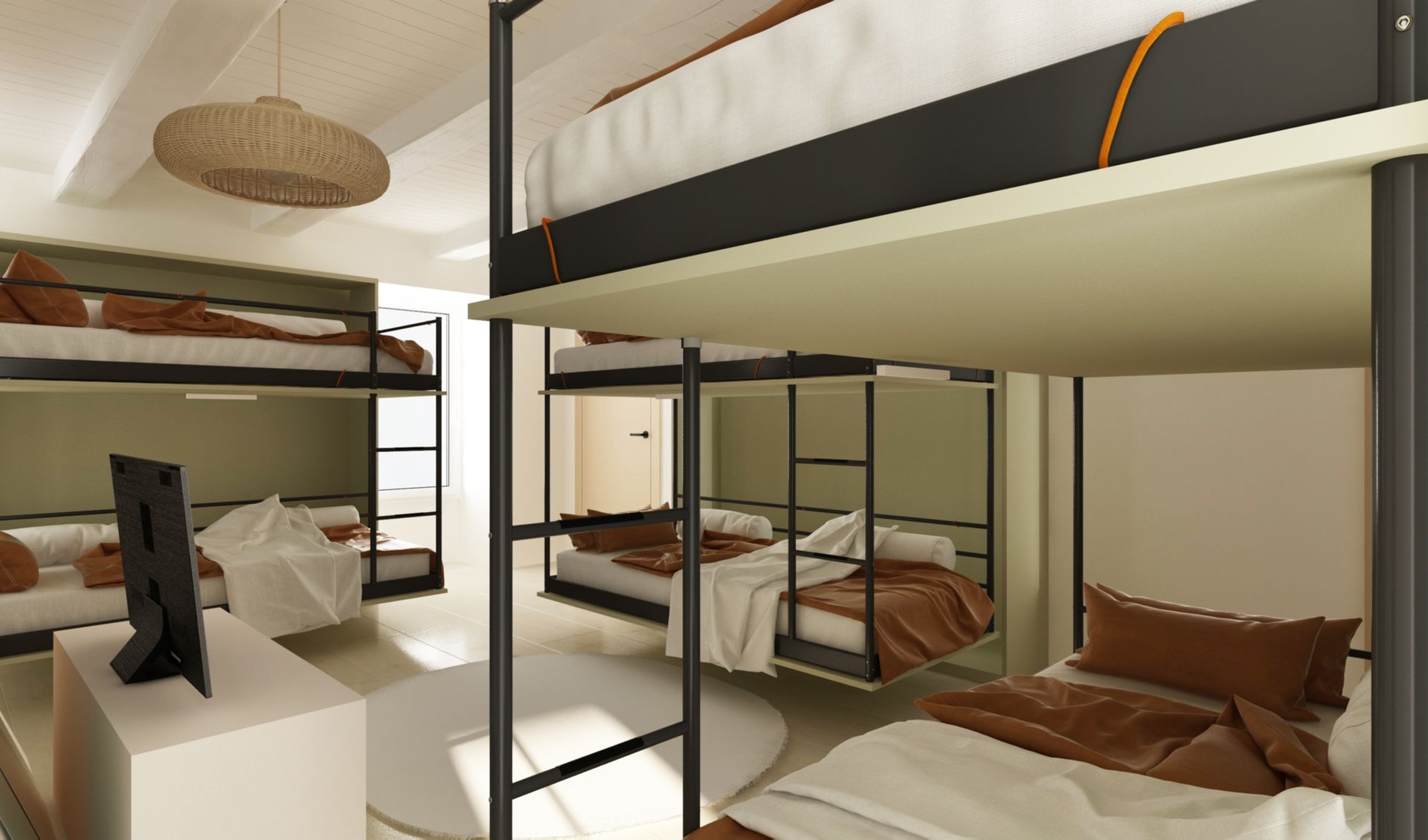 Chambre pour enfants avec des lits superposés jaunes