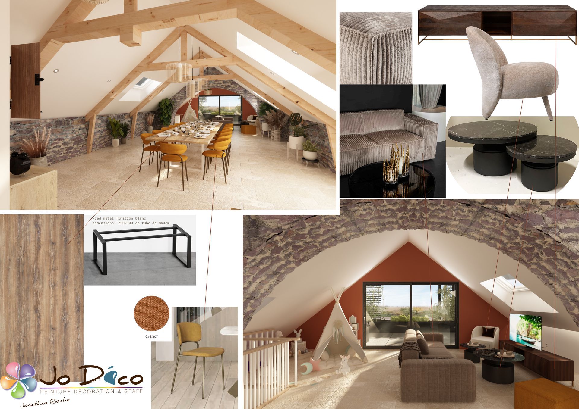 Compilation d'images d'un espace de vie sous les combles