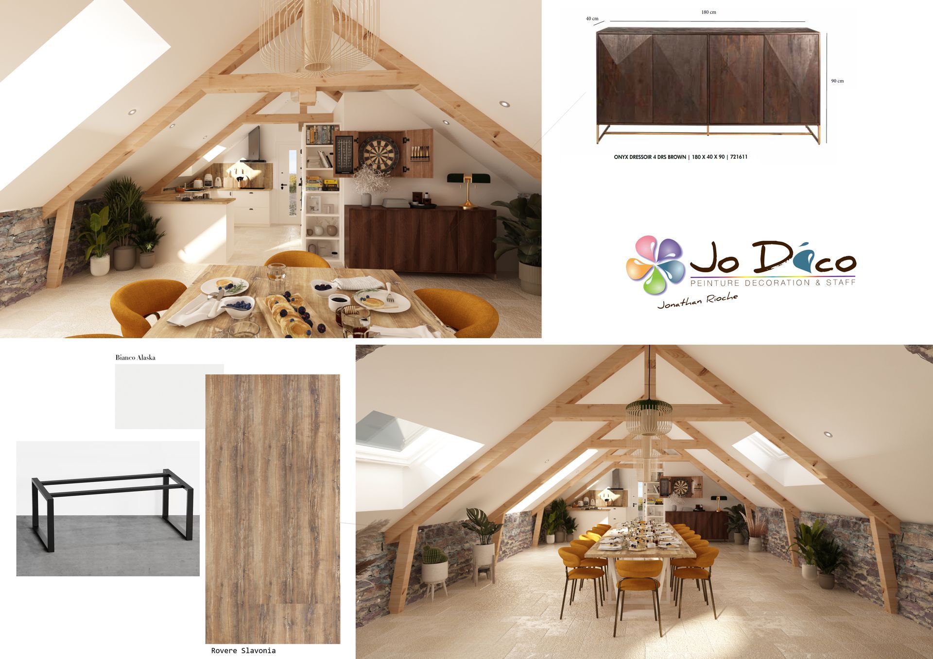 Compilation d'images d'un espace de vie sous les combles par JO Déco