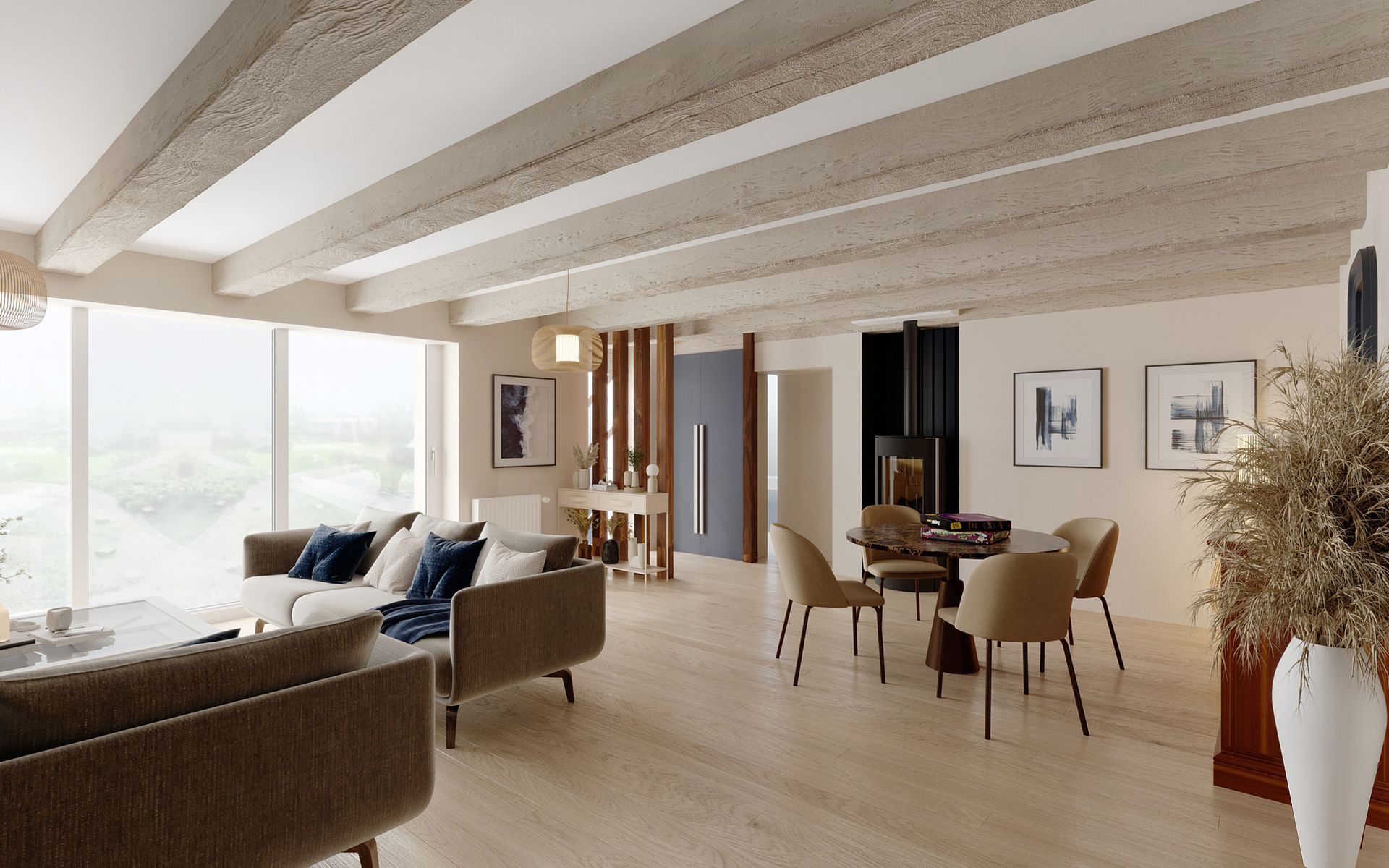 Salon en angle avec vue dégagée