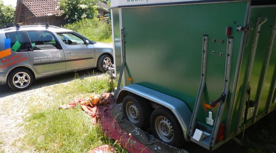 Pferdeanhänger, der von der Malerei Schneider gestrichen wurde