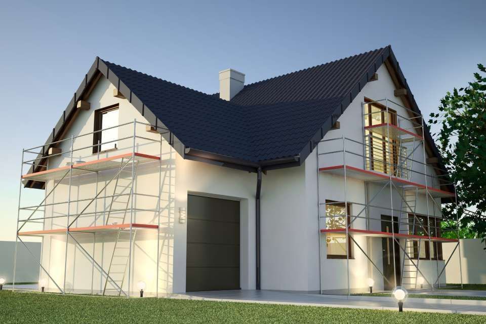 Einfamilienhaus, das von der Malerei Schneider gestrichen wird