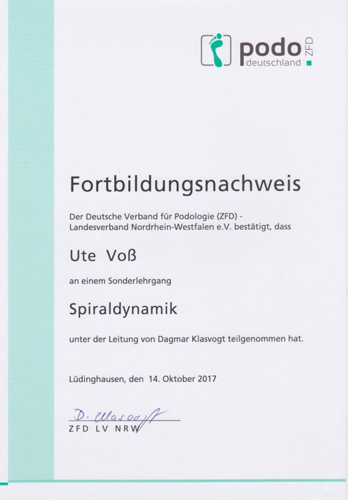 Fortbildungsnachweis Spiraldynamik