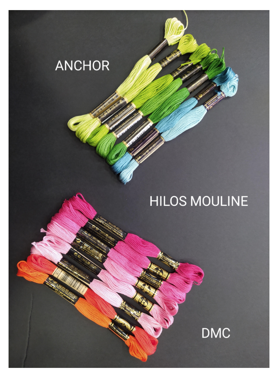 Anchor e hilos Mouline son dos tipos diferentes de hilo de bordar.