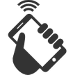 Icon: Hand hält klingelndes Telefon