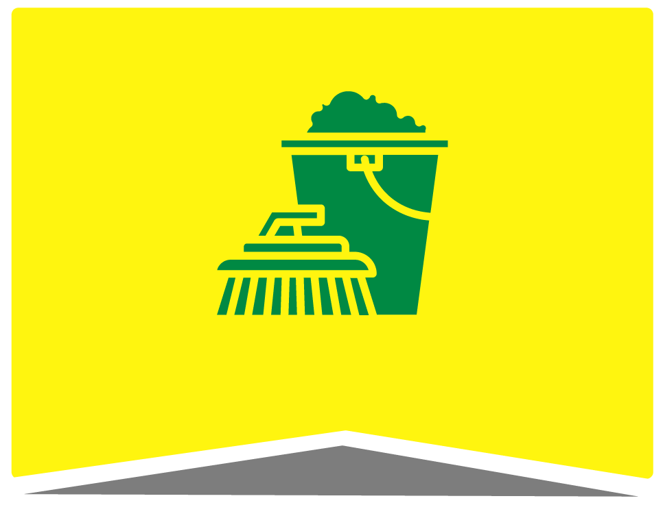 picto seau d'eau et brosse