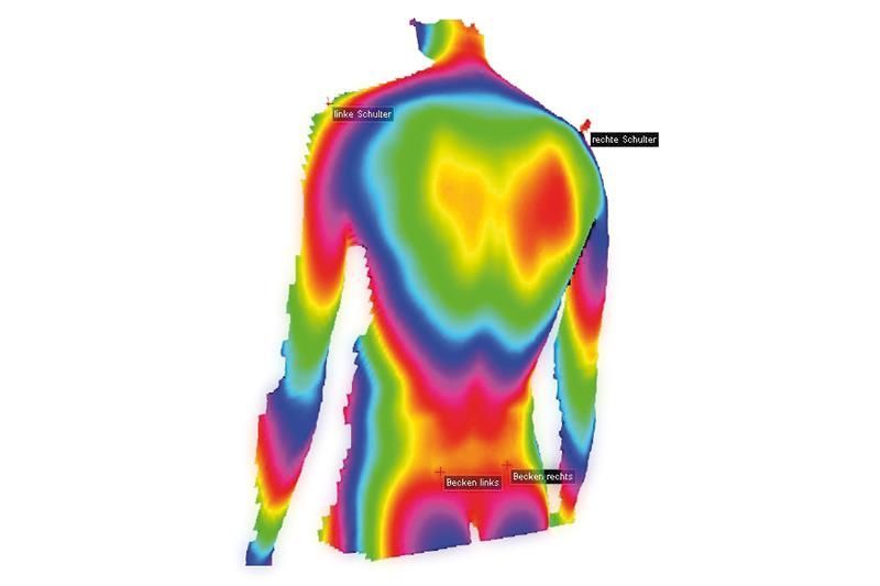 Eine regenbogenfarbene Silhouette des Rückens einer Person