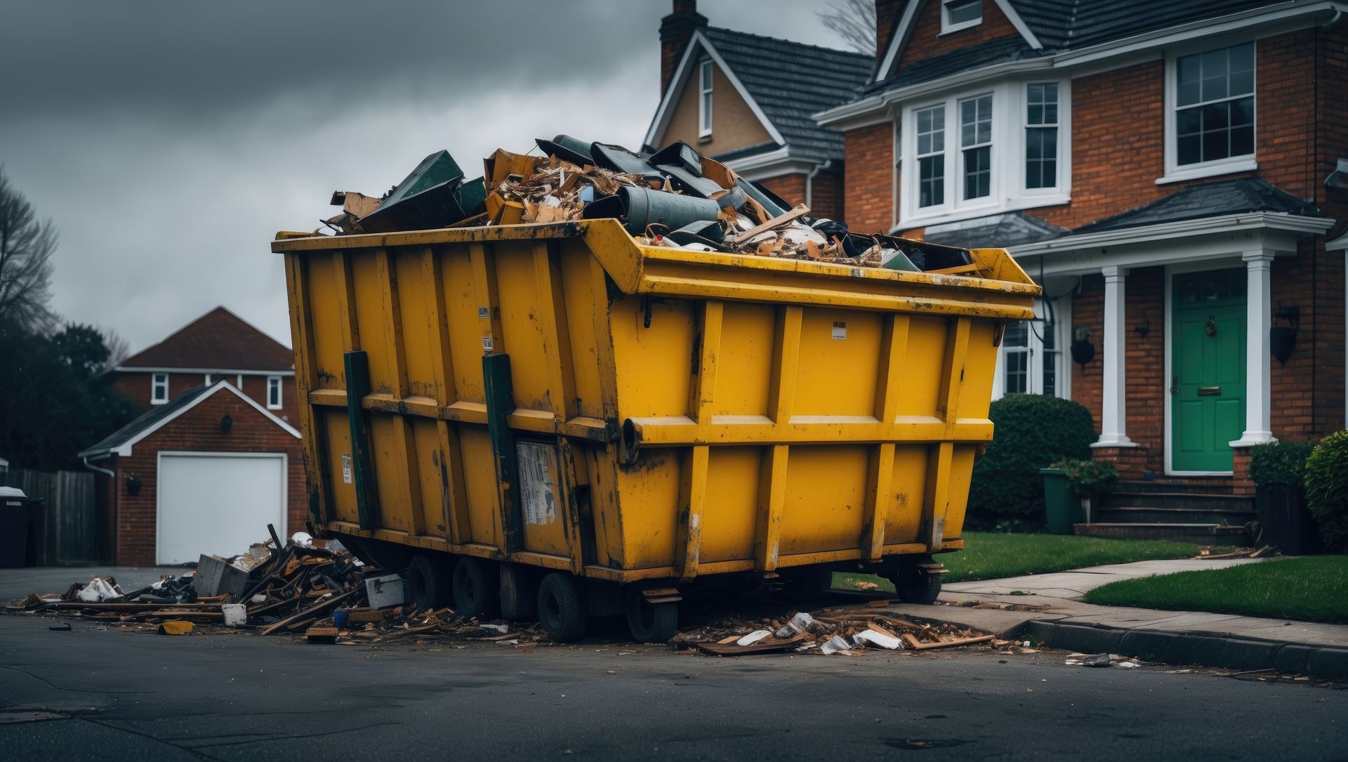 Une grosse benne remplie de déchet