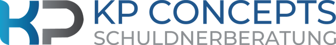 Ein blau-weißes Logo für die KP Concepts Schuldnerberatung