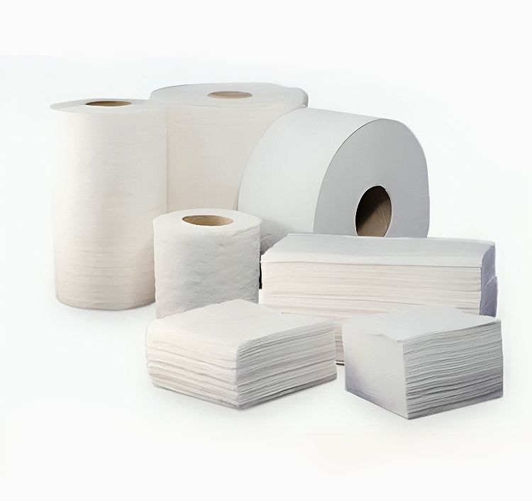 rolos de papel higiénico e guardanapos