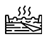 Un icono en blanco y negro de una caja de madera de la que sale vapor.