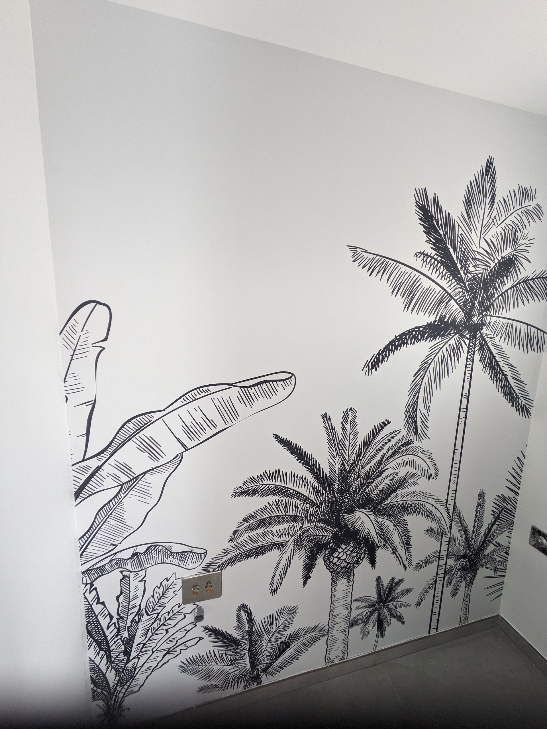Papier peint avec des palmiers en décor