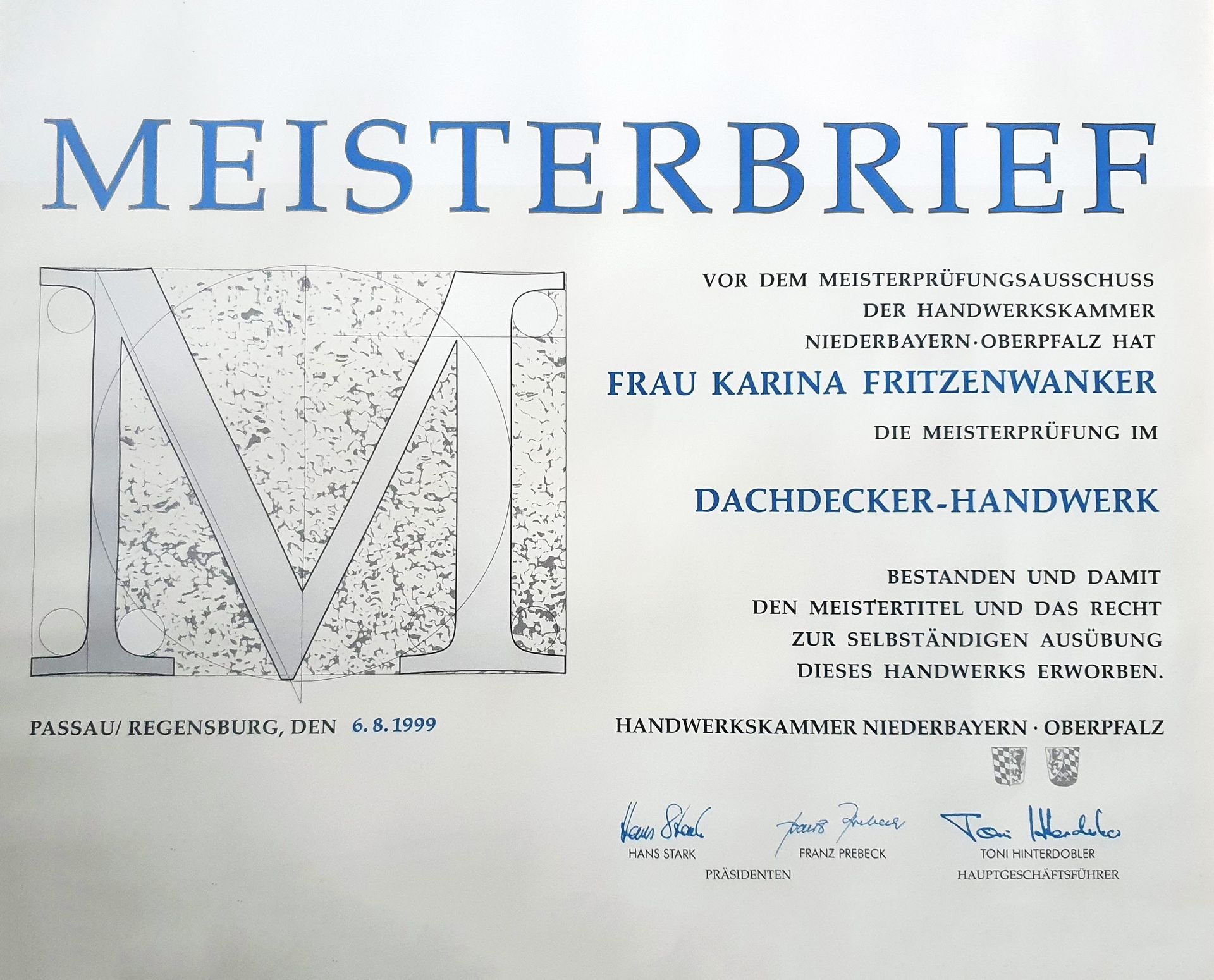 Meisterbrief Dachdecker