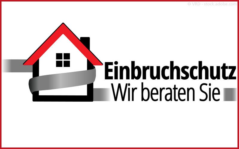 Logo für Einbruchschutzdienste: Haus mit rotem Dach, umhüllt von Grau