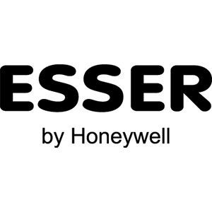 Schwarzer „ESSER“-Text mit „by Honeywell“ darunter auf weißem Hintergrund.