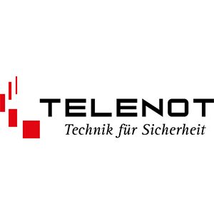 Logo von TELENOT, schwarzer Text mit