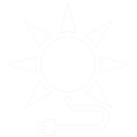Diseño de rayos de sol blancos. Un círculo en el centro con rayos y detalles que irradian hacia afuera.