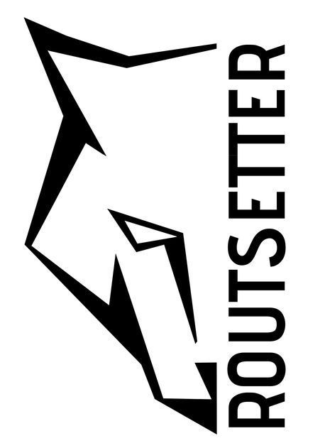Un logotipo en blanco y negro para una empresa llamada routesetter.