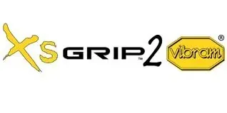 El logotipo de Vibram XS Grip 2 es amarillo y negro.