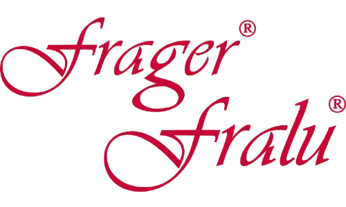 Logo Frager avec le slogan CRÉATEURS DE PORTES en noir et rouge