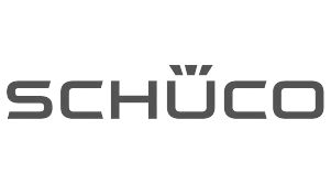 Logo Schüco en noir sur fond blanc