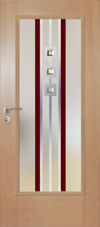 Eine Tür mit roten und weißen Streifen darauf