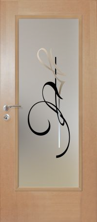 Eine Tür mit einem Wirbelmuster darauf