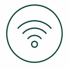 Green Wi‑Fi symbol inside a circle on a white background