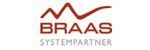 Logo von Braas Systempartner in brauner Schrift mit einer stilisierten Dachkontur darüber.