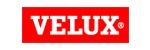 VELUX-Logo in weißer Schrift auf rotem Hintergrund.