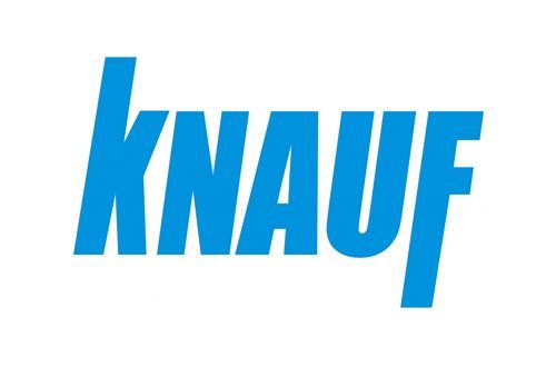Das Knauf-Logo ist blau und weiß auf weißem Hintergrund.