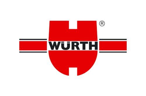 Das Würth-Logo ist ein rotes U mit schwarzen Streifen auf weißem Hintergrund.