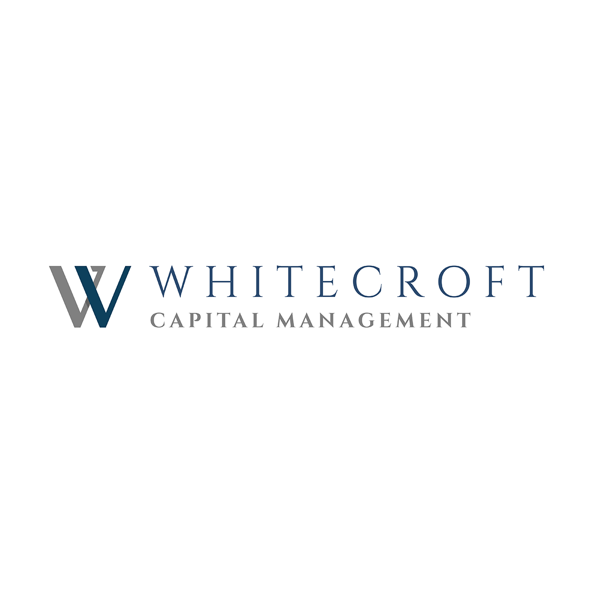 Logotipo de Whitecroft Capital Management: una “W” azul y gris al lado de un texto en gris.