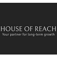 Logotipo de House of Reach: fondo negro con texto blanco; dice 