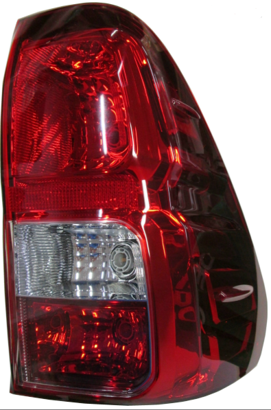 Conjunto de luces traseras rojas y blancas para un vehículo.