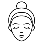 Un dibujo en blanco y negro del rostro de una mujer con los ojos cerrados.